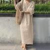 European and American new women's clothing, loose short-sleeved v-neck solid color large-size cotton and linen dress