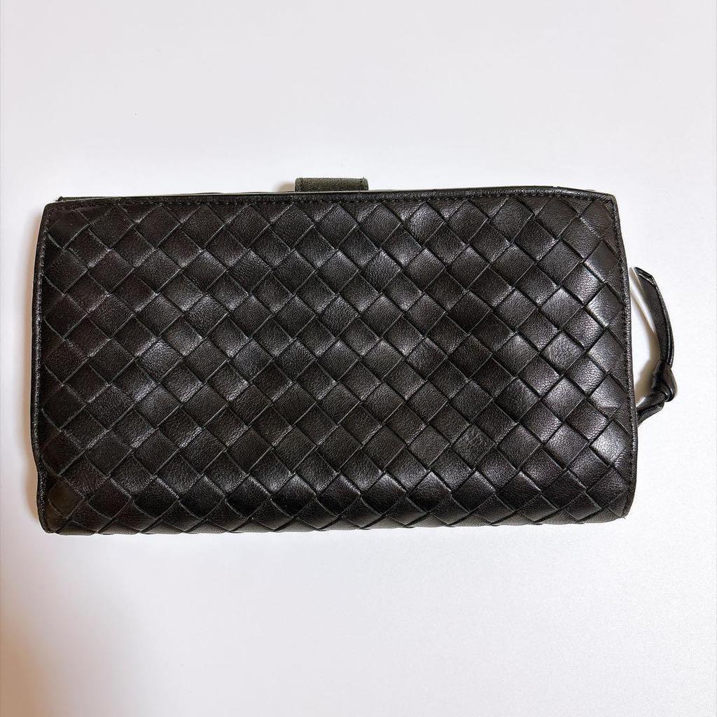 Used BOTTEGA VENETA Intrecciato Bi-fold Wallet Black Leather