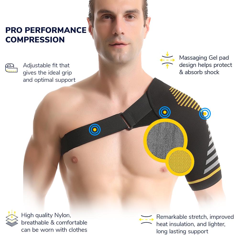 1Pcs Compression Shoulder Support,Breathable Fabric,Shock-Absorbing Shoulder Brace For Shoulder,Built-In Gel Padding
