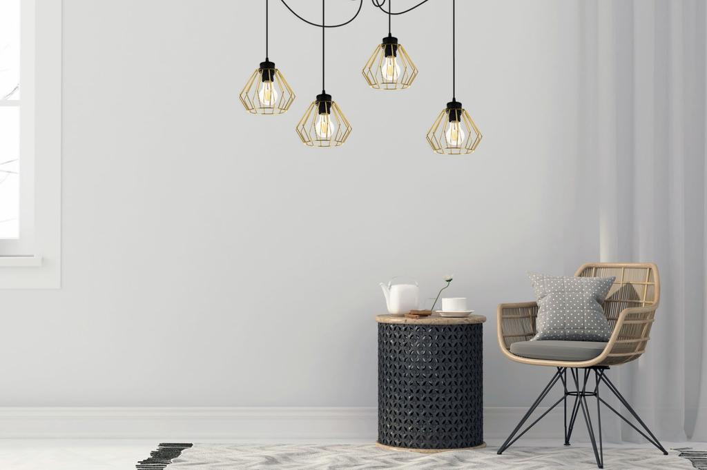 Golden Spider Ceiling Hanging Lamp, Wire Plafon