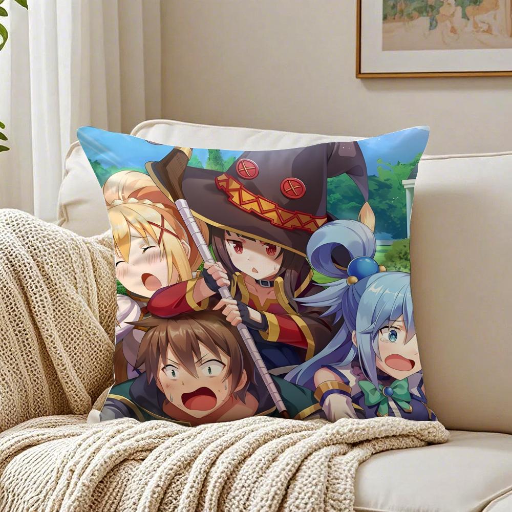 Anime ComedyFantasy KKonosuba Cushion Cover Pillowcase Antidustmite living Room Sofa Decor Cushion Room