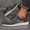 Men's Casual Shoes Slip  Breathable Flats Walking Sneakers Lightweight Lace-Up Versatile Business Mesh Light Comfort Shoes Men