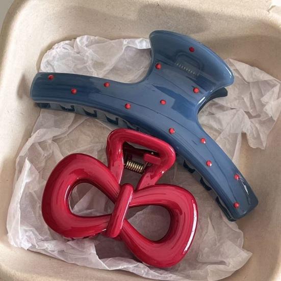 1/2Pcs Women Hair Claw Dot Print Plastic Hair Clamp with Strong Grip Anti-slip Teeth Large Size Shark Hair Clip
