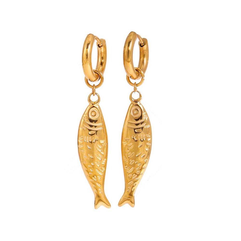 Exquisite Plated Fish Choker Mini Goldfish Koi Neck Pendant Golden Fish Earrings  Women s Jewelry Earrings