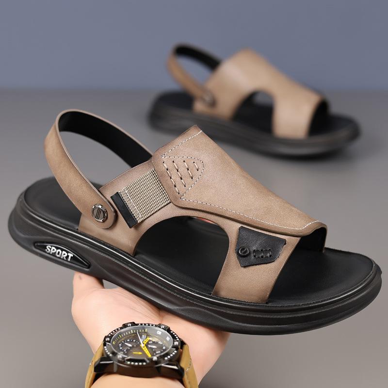 2025 summer first layer cowhide men's beach shoes genuine leather casual leather sandals fashion slippers sandals breathable men's shoes