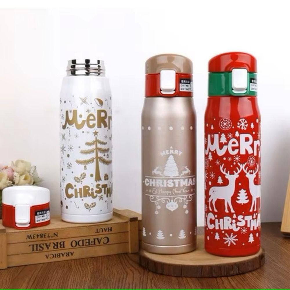 Leakproof Stainless Steel Thermos Cup Portable Christmas Water Bottle Office