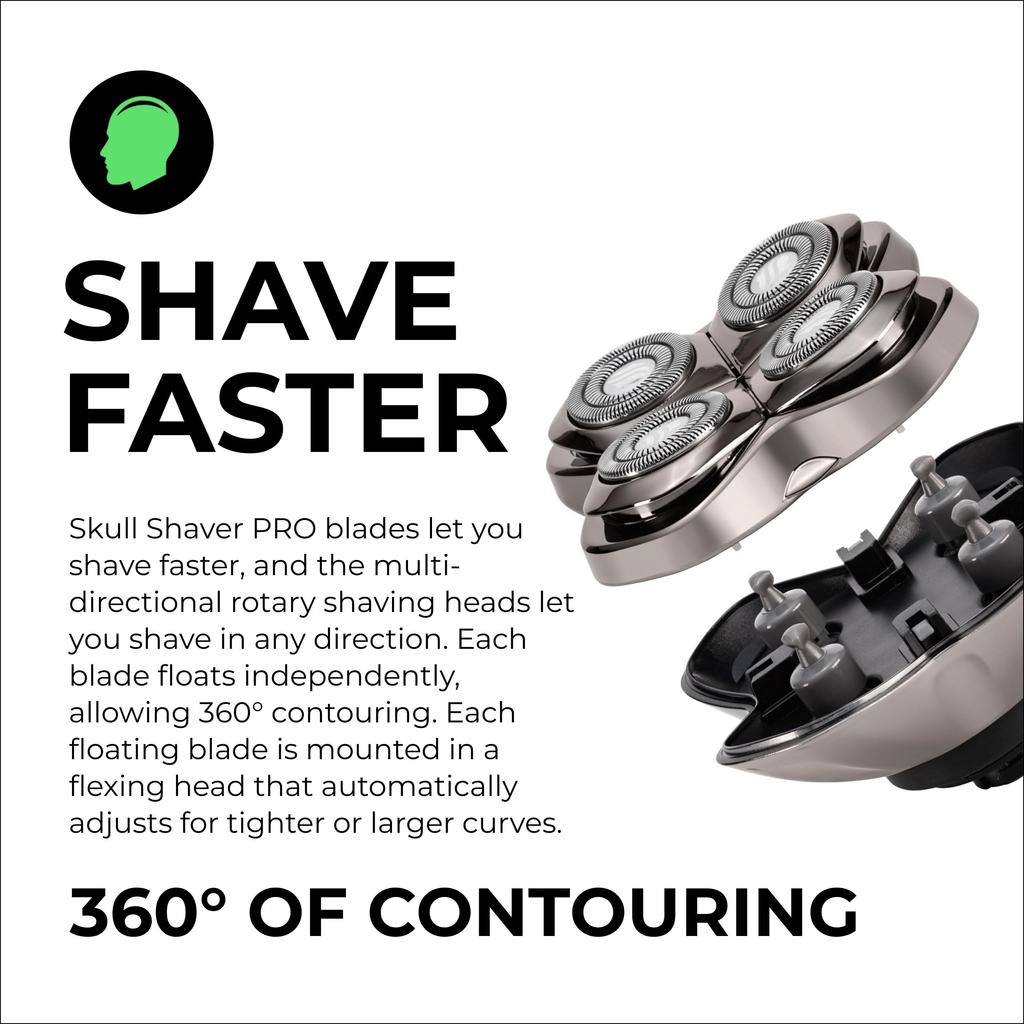 Skull Shaver Forte PRO Replacement Blades Set for Pittbull Electric Shaver Platinum Gold Made In Japan Stainless Steel Blades Popular for Standard