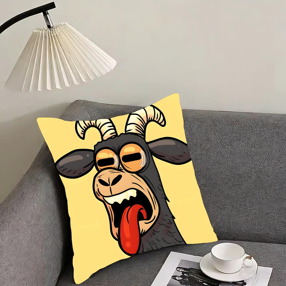 Funny Goat Cute Cushion Cover Pillowcase Ultra Soft Skin Friendly Fabric Cloud Like Comfort  Concealed Zipper