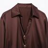2025 Spring Women's Elegant Silk Satin Lapel Shirt - Casual, Loose Fit