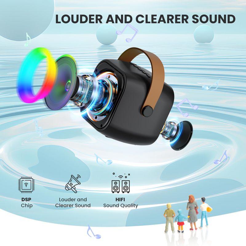 Haomuren Tragbare Karaoke-Maschine mit kabellosem 1 oder 2 Mikrofon, Mini-Bluetooth-Lautsprecher für Kinder, Singen, Familienfeier, Geschenk
