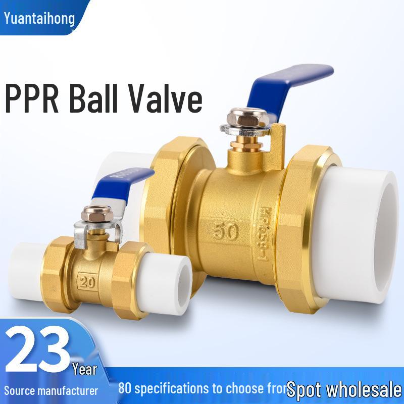 4-Point Straight-Through Brass PPR Double-Head Union Ball Valve Switch