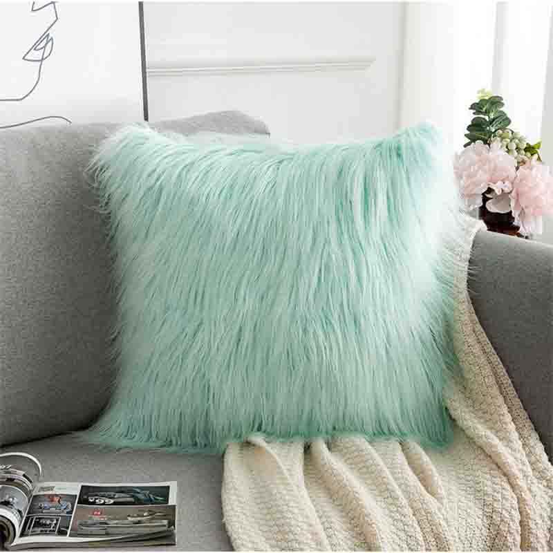 Plüschkissen Wolle Sofakissen Niedlich Netzrot Einfarbiges Kissen Bequem Weich Modern Schlicht Matte Stuhlpat