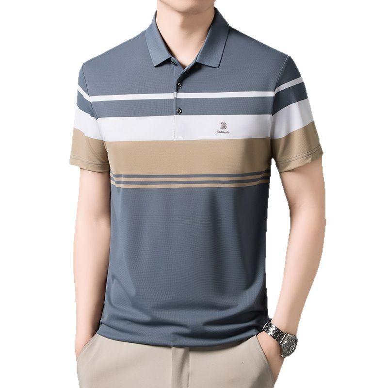 T-Shirt Men'S Heavy And Thin Embroidery Straight Lapel Collar Short-Sleeved Business Spot Simple And Handsome Bottoming Polo Shirt