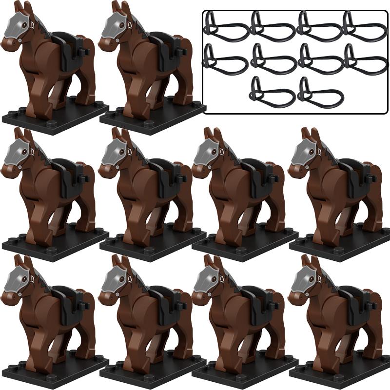 Military Building Blocks Solider Knights Figures Gifts Equipments Accessories Mount Medieval Ancient Warhorse Saddle Horse Rope