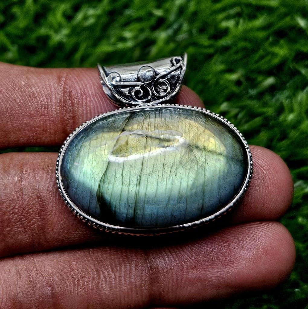 Natural Labradorite Pendant Sterling Silver Pendant Labradorite cabochon pendant oval shape Pendant Labradorite Handmade jewelry Gift for her