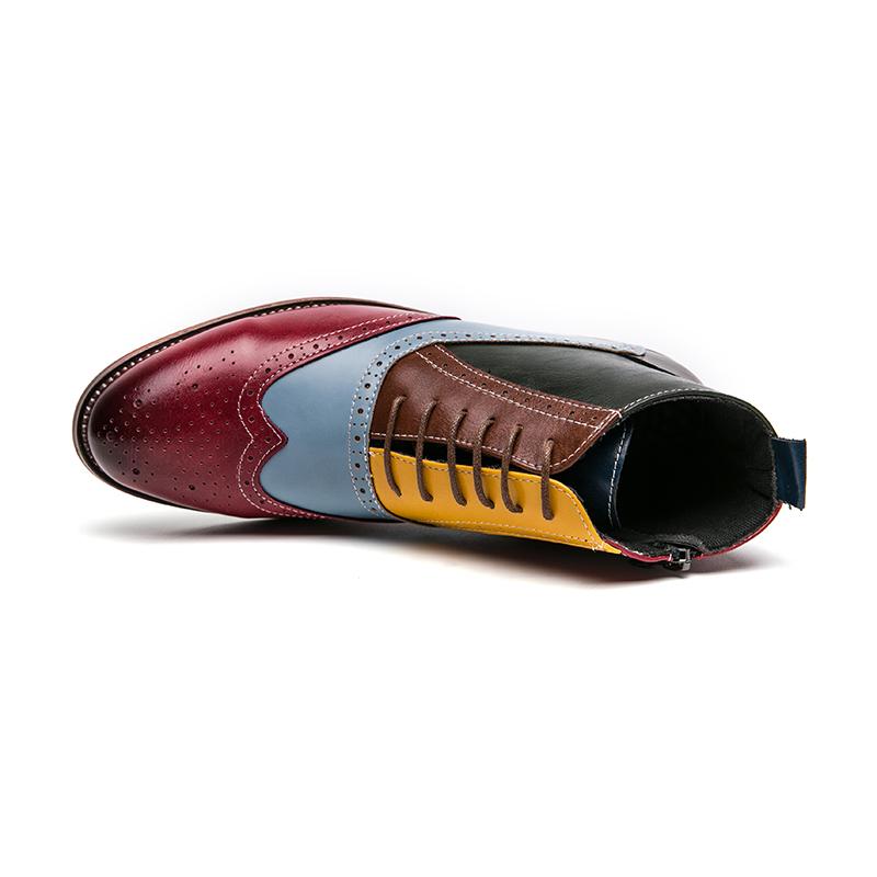 Fashion New Mixed Colors Zipper Men Ankle Boots Square Toe Lace-up Ankle Strap Handmade Frees Shipping Botas De Hombre Men Boots