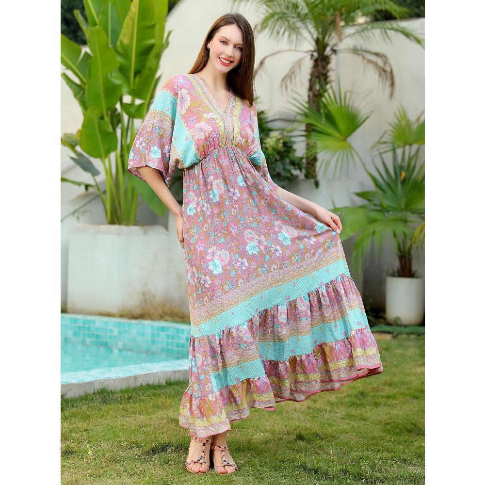 Printed Dress Loose A Pendulum Dress Beach Blouse Holiday Dress