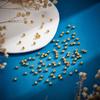 100Pcs Rack Plating Brass Silicone Spacer Beads, Long-Lasting Plated, Cadmium Free & Lead Free, Round, Real 14K Gold Plated, 4x3.5mm, Hole: 0.7mm