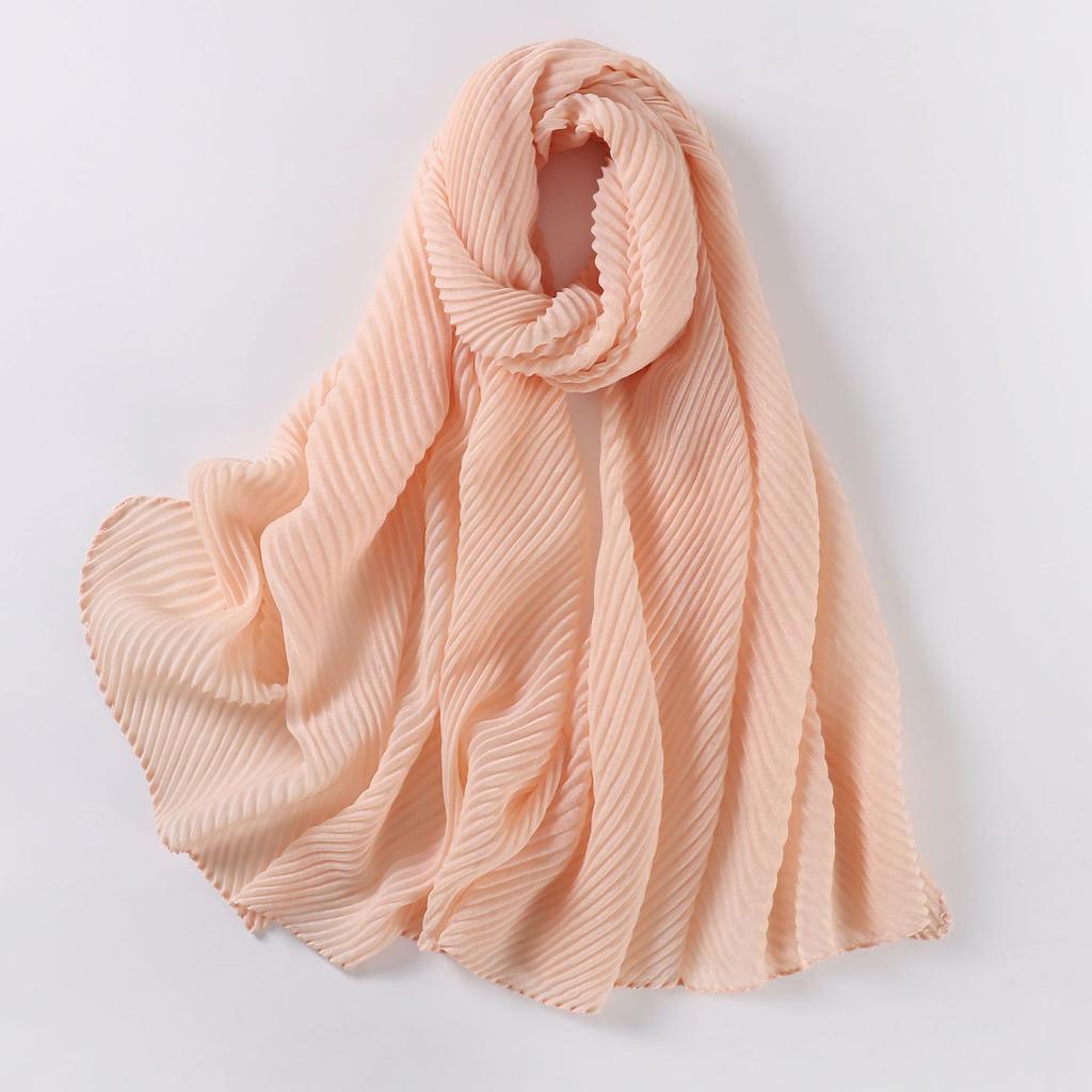 Large Size Pleated Hijab Scarf For Women Muslim Daily Wear