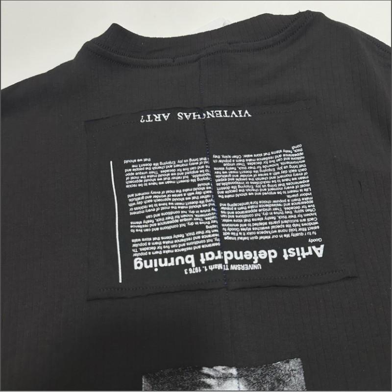 Unisex Oversized Cotton Long Sleeve Tee With Vintage Patch Artwork Hip Hop Streetwear