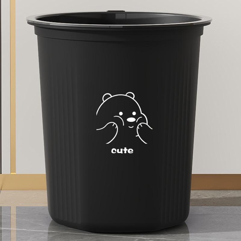Cartoon Open-Top Trash Can with Rim for Kitchen, Living Room, Bathroom, Dorm - Large Storage Paper Basket