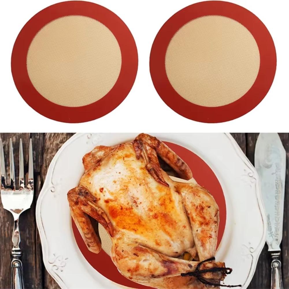 2pcs Round Air Fryer Liner Non Stick Cake Pan Liner Baking Tool Baking Mat Macaron