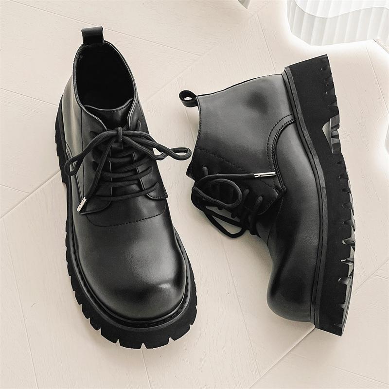 Men's 2025 autumn short boots thick-soled Martin boots European and American niche tooling locomotive boots leather shoes 18911-J