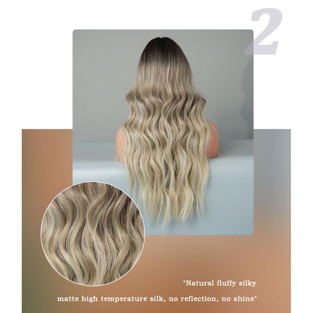 Dámská simulační paruka 70cm vlasy vlnitá paruka Plná pokrývka hlavy Růžová síťka na vlasy Pokrývka hlavy Krása Dekorace Paruka