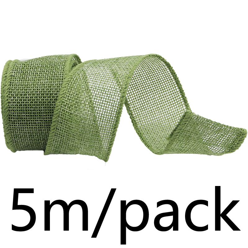 (5 meters/pack) 40mm color linen fabric iron wire edge ribbon gift box packaging ribbon festival decoration handmade DIY