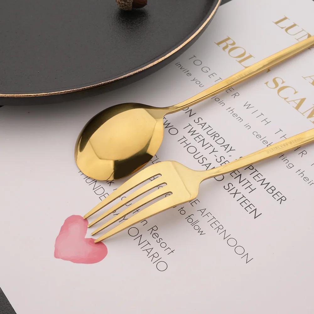 Gold Cutlery Set Dinnenrware Set Stainless Steel Flatware Dinner Knife Fork Spoon Tableware For Home Service for 1/4/6