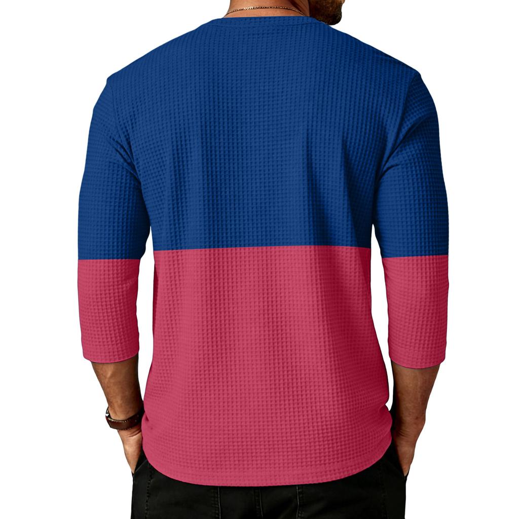 Men's  Sports  Leisure  Waverg  Three  Pieces  Buckle  Seven  Points   Sleeve  T-Shirt