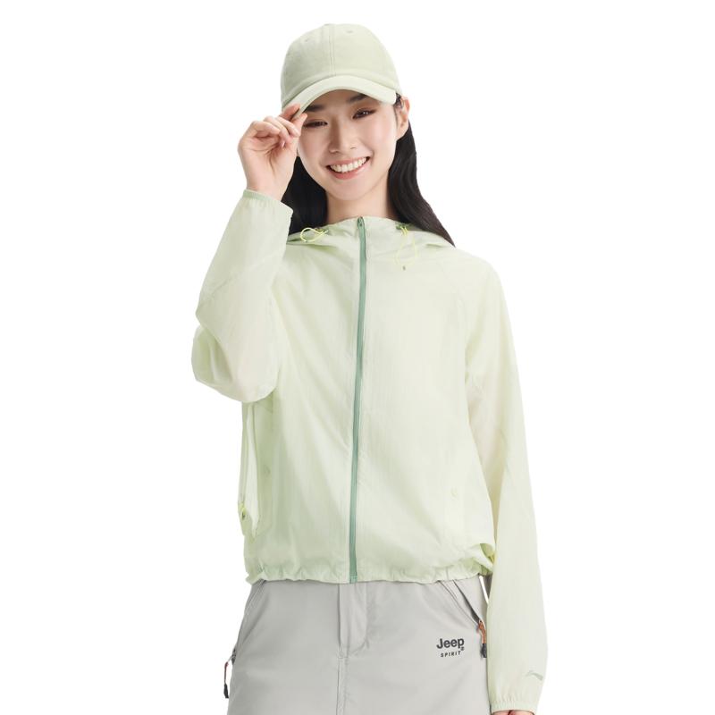 Li Ning Outdoor CF Water-Resistant Lightweight Cooling UPF 50+ Sun Protection Jacket Women jackets White Green AFDW208-3