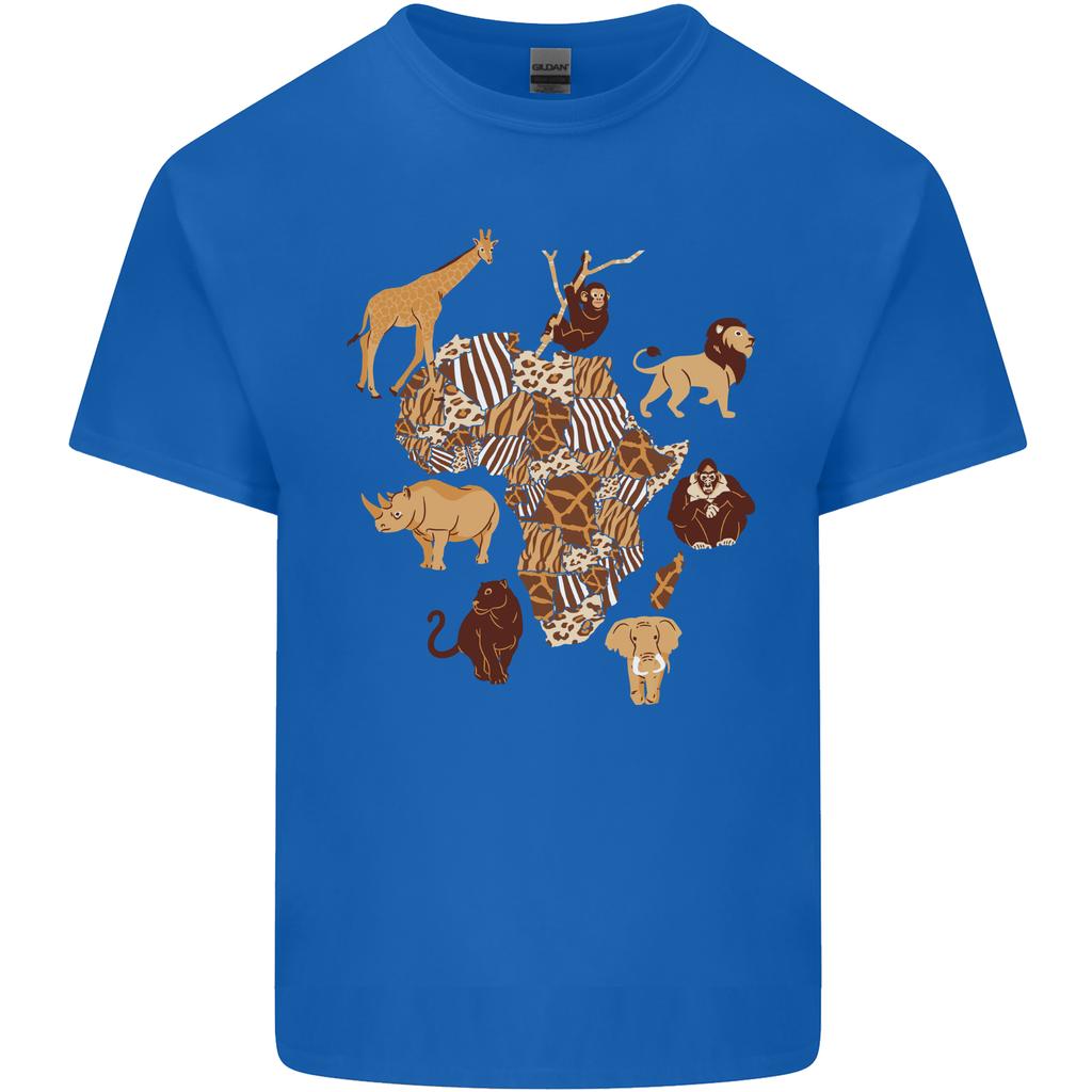 Africa Wildlife Map Giraffe Rhino Ape Elephant Lion Unisexs Light Cotton TShirt