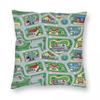 Car City Road Nostalgic Toy Pillowcase Polyester Linen Velvet Pattern Zip Decorative Throw Pillow Case Sofa Cushion Cover