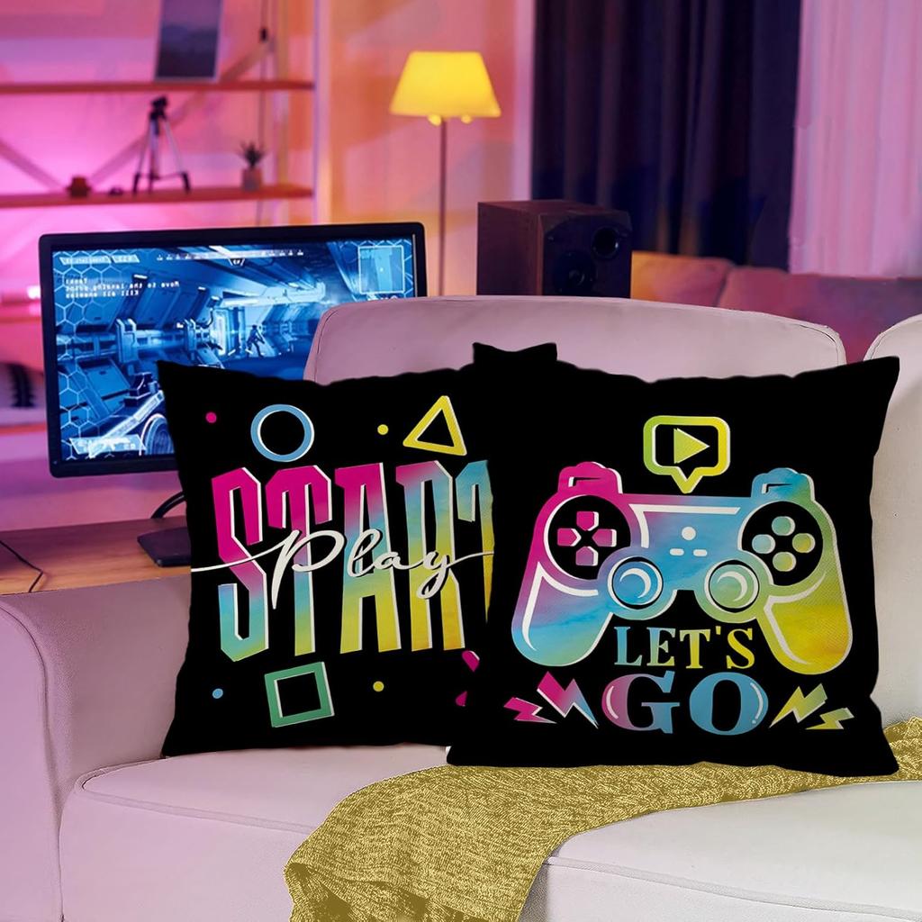 Set Of 4, Pastel Video Game Controller Pillowcase For Boys Bedroom Gaming Room, Funny Sofa Couch Cushion Case Home Decor Gifts