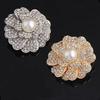 Elegant Double-Layer Rhinestone Flower Brooch with Pearl Inlay - Ideal Dress Accessory