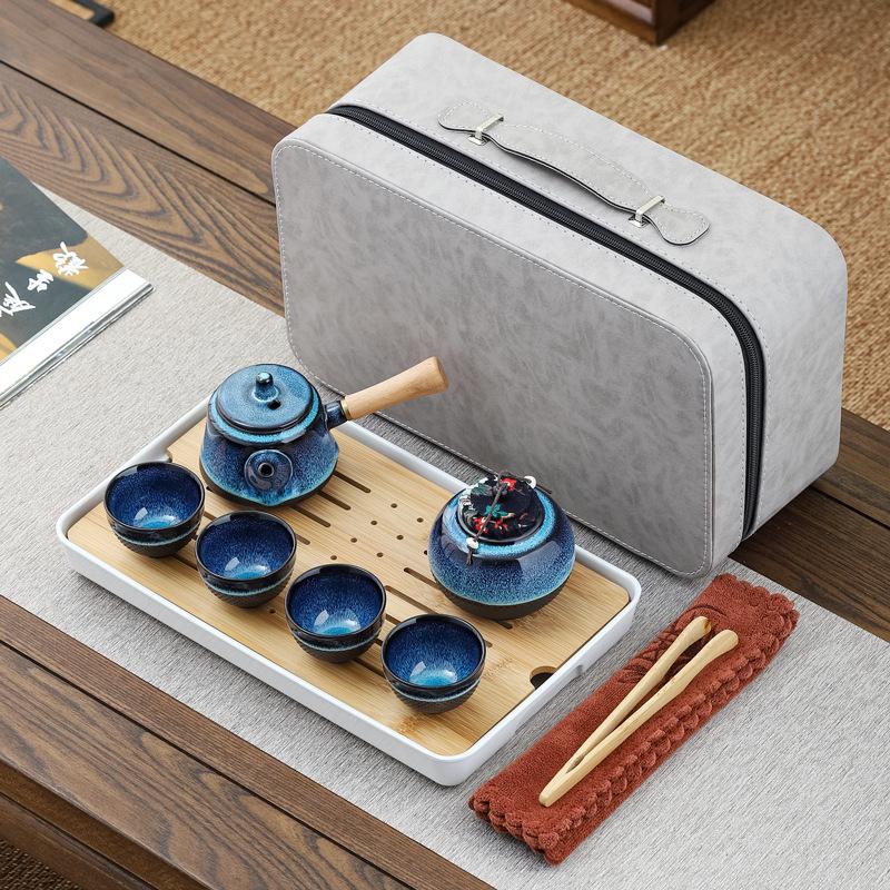 Side Handle Kettle Kung Fu Tea Set Gift Box for Clients Creative Annual Meeting Event Gift Souvenir with Logo