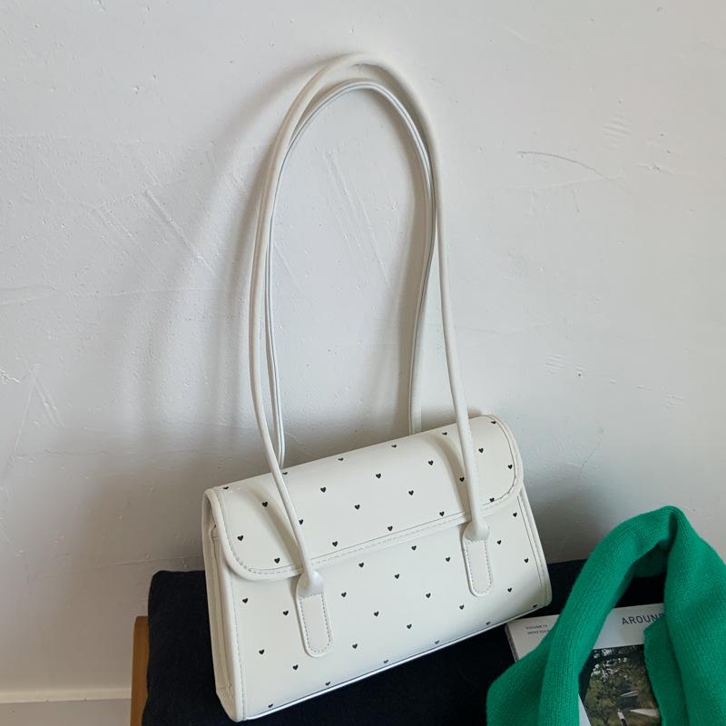 

Летняя портативная сумка-тоут в горошек, женская, 2025, новая мода и нишевая сумка под мышкой для отдыха, плечевая сумка большой вместимости белый