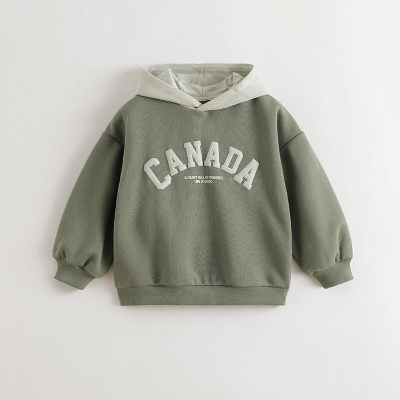 Mark Jenny Boys  Outdoor Color-Blocked Letter Hooded Sweatshirt Kidsren s Jacket 2026 Spring New Product 551160 Field Green 150
