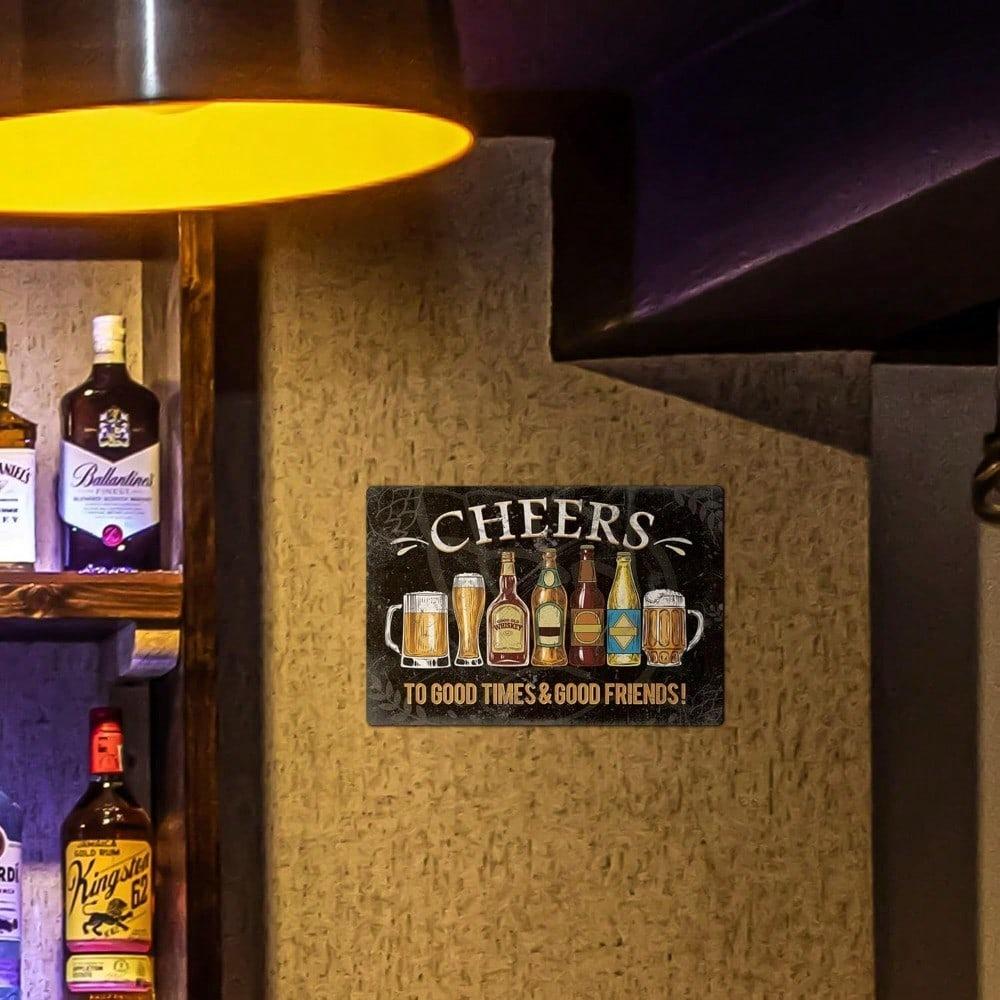 Vintage Cheers To Friends Tin Sign Retro Bar Wall Decor Gift For Men