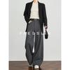 FAESSLIN Dark Gray Straight-Leg Wide-Leg Suit Trousers