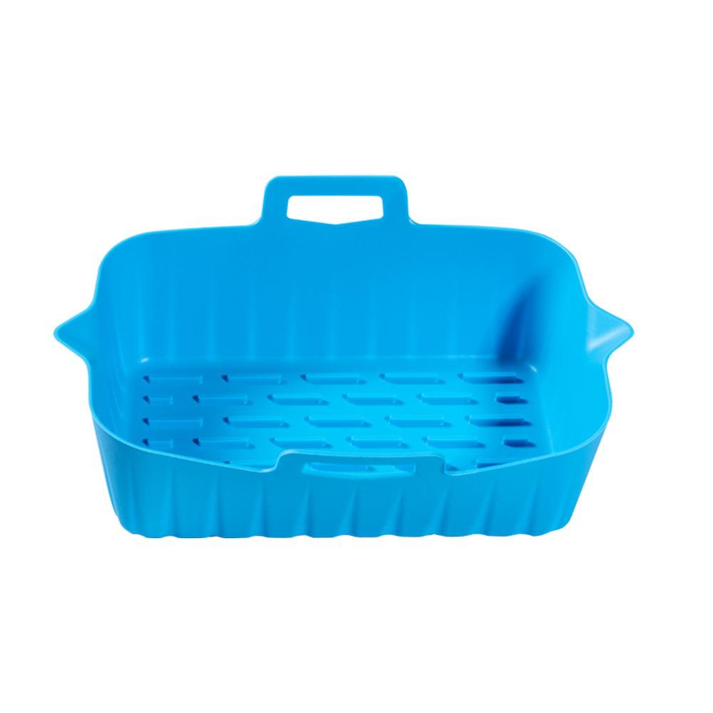 Silicone Air Fryer Baking Pan - Rectangular, Heat-Resistant, Oil-Draining Liner Mat