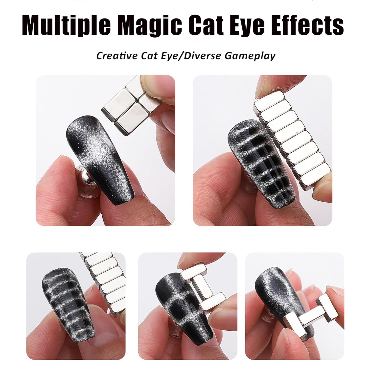 12PCS Cat Eye Nail Magnet Striped Cat Eye Magnet for Nails, Strong Magnet Gel Polish Magnetic Stick Multifunctional Cat Eye Nail Polish Nail Design