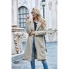 Ladies', Medium Length, Lapel, Woolen Jacket, Long Sleeved, Solid Color, Loose Fit, Casual Jacket