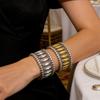 Meier Damen Armband Retro Strass Elastisch Breit