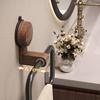 No-Drill Towel Holder Walnut Wood+Aluminium Towel Hanging Rack Suction Cup Towel Ring  Bathroom
