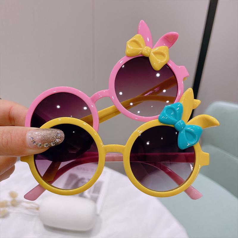 UV400 Protection Kids Sunglasses Cute Cartoon Bear Shape Round Vintage Eyewear for Boys Girls Double Color