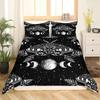 Boho Gothic Skull Bedding Set Death Moth Duvet Cover Set King Queen Full Twin Size Galaxy Sun And Moon Polyester Comforter Cover