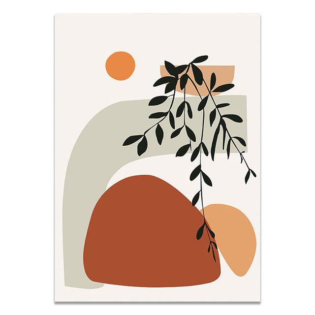 Boho Nude Girl Wall Art Pictures Abstract Geometry Leaves Plant Canvas Painting Nordic Posters for Interior Living Room Decor