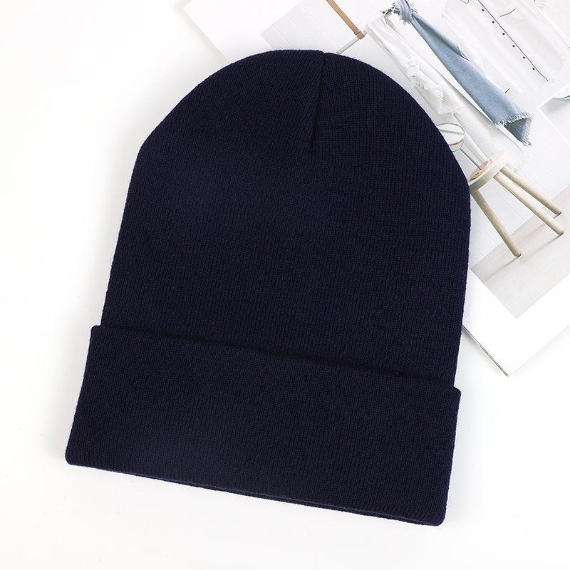 Custom Logo Unisex High Quality Plain Blank Color Winter Hat Cap Acrylic Knitted Beanie